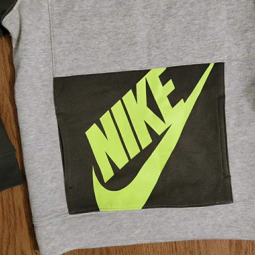 Nike Sportswear NSW Jacket Hoodie Gray Black Yellow Fleece Unisex Kids Size 7